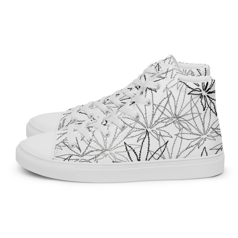 Men’s white leaf E4SO high top canvas shoes