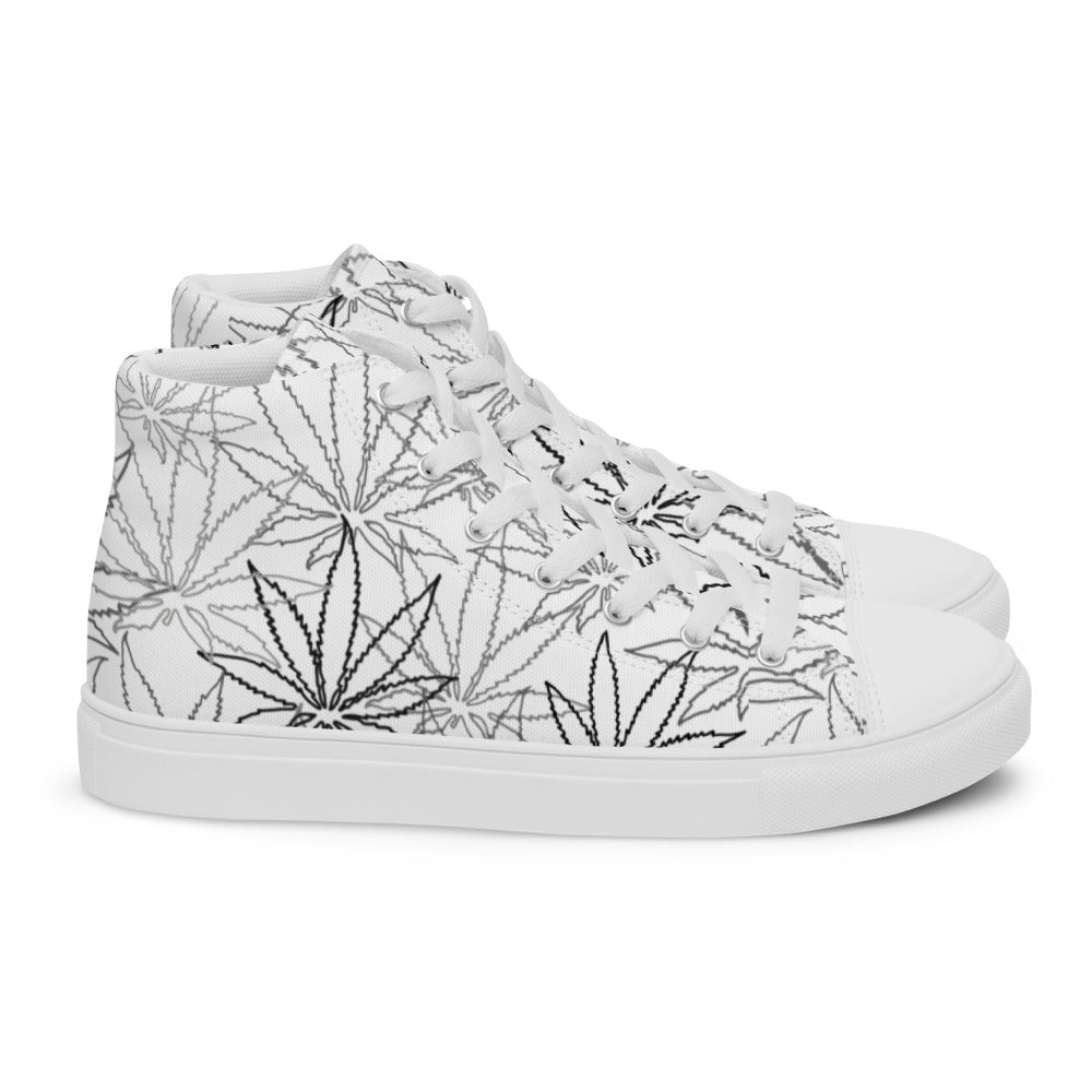 Men’s white leaf E4SO high top canvas shoes