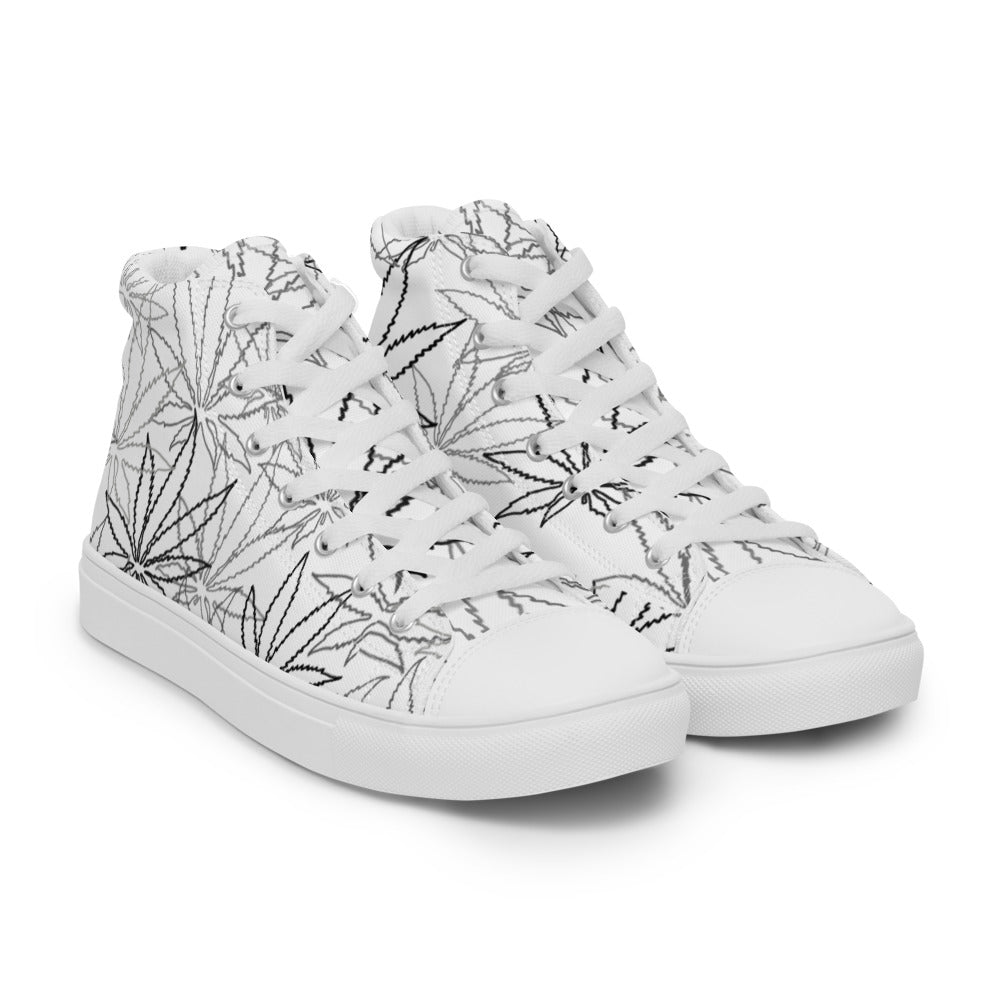 Men’s white leaf E4SO high top canvas shoes