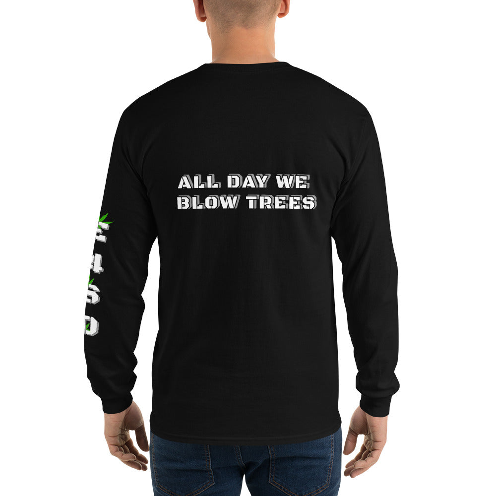 Men’s Long Sleeve White Print E4SO Shirt