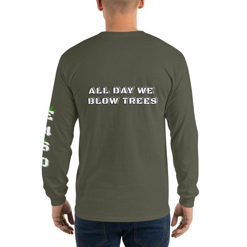 Men’s Long Sleeve White Print E4SO Shirt