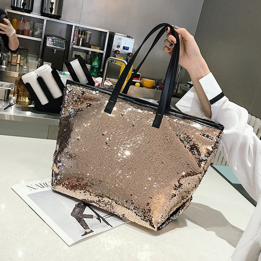 Colorful Sequin Beach Handbag Simple Shoulder bag Hot Sale Crystal Tote Female High capacity Shopping Bag Women Bags Designer