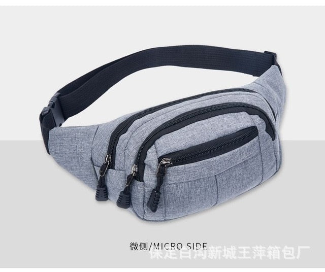 3 pocket Unisex Casual Travel Bum Bag Fanny Waist Pack Zipped Outdoor Sports Shoulder Bag Cellphone Chest Hip Pack