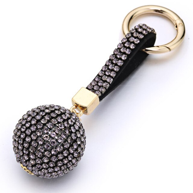 Full Ball Crystal Keychain Rhinestone Leather Strap High Quality Handbag Purse Bag Pendant Charm Keyring For Car Key Chain K399