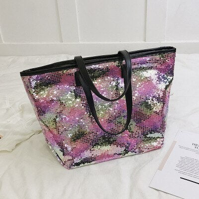 Colorful Sequin Beach Handbag Simple Shoulder bag Hot Sale Crystal Tote Female High capacity Shopping Bag Women Bags Designer