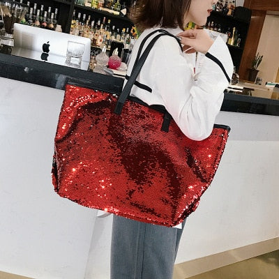 Colorful Sequin Beach Handbag Simple Shoulder bag Hot Sale Crystal Tote Female High capacity Shopping Bag Women Bags Designer