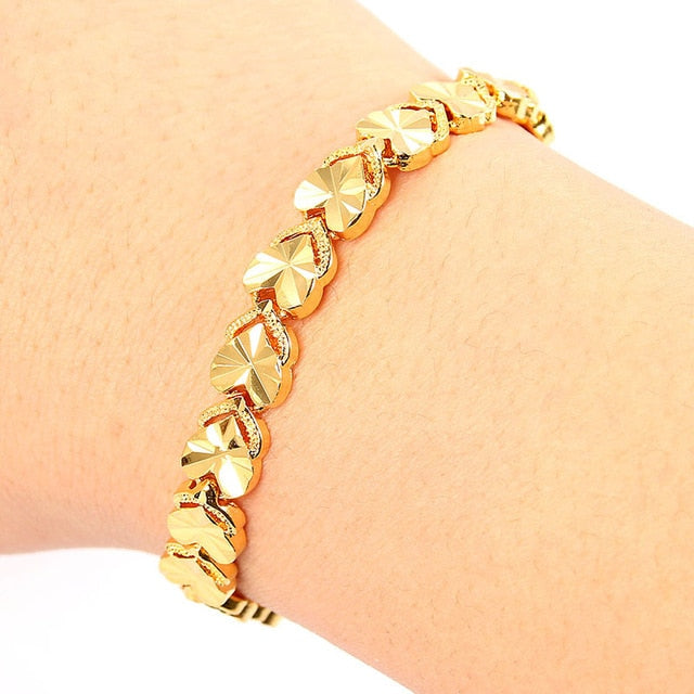 Trendy Plated 24K Gold Multi shape Punk Bracelet Curb Cuban Chain Gold Color Bracelets Bangle For Men Women Jewelry Gifts