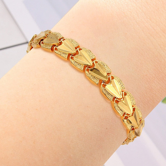 Trendy Plated 24K Gold Multi shape Punk Bracelet Curb Cuban Chain Gold Color Bracelets Bangle For Men Women Jewelry Gifts