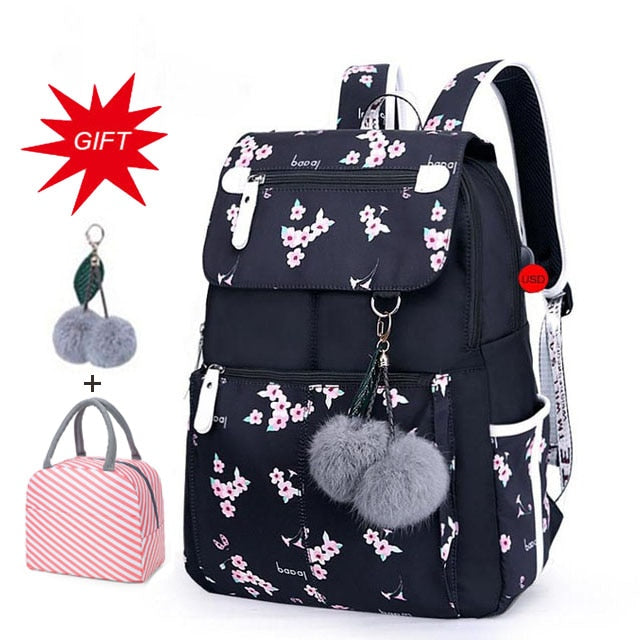 Large Capacity Student School Backpackl Printed School Bags Bookbags