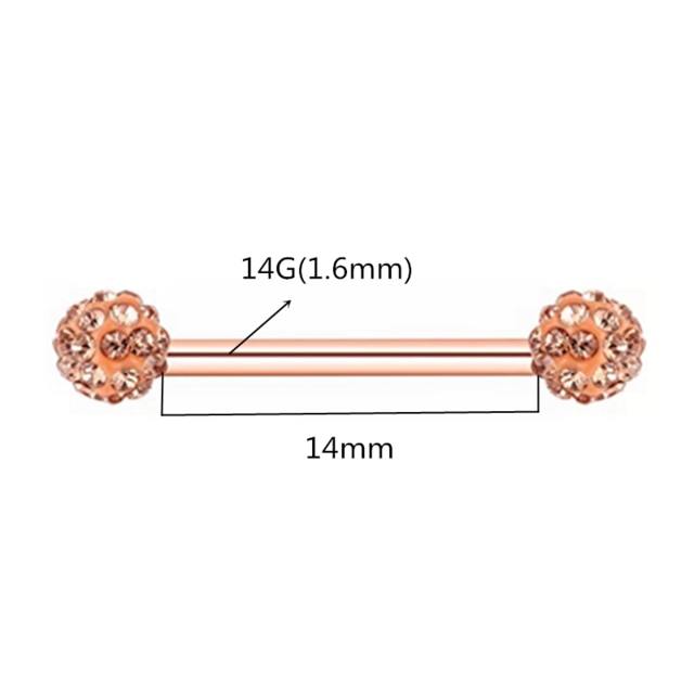 1/2PCS Glitter Tongue Piercing Ring 14G Rose Gold Crystal Nipple Piercing Bar Sexy Tongue Ring Barbell Nipple Ring Pircing Teton