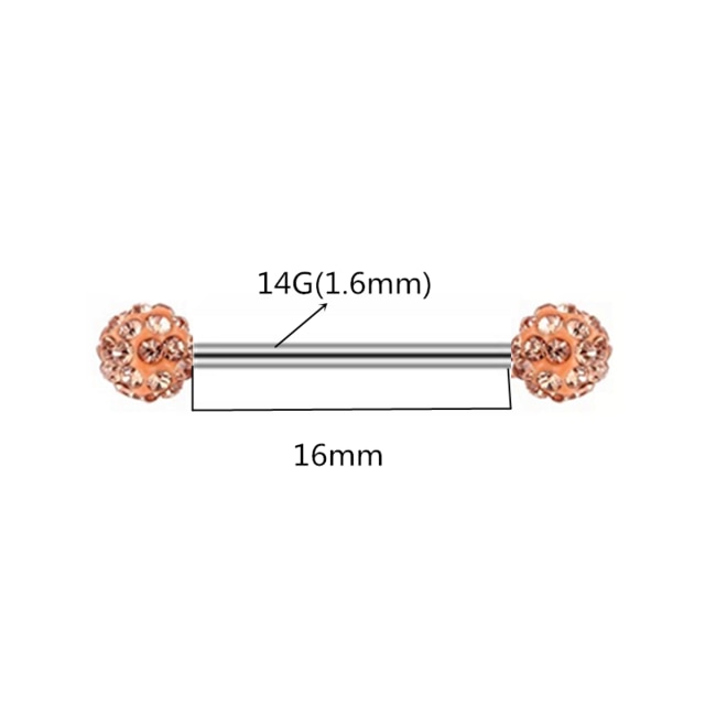 1/2PCS Glitter Tongue Piercing Ring 14G Rose Gold Crystal Nipple Piercing Bar Sexy Tongue Ring Barbell Nipple Ring Pircing Teton