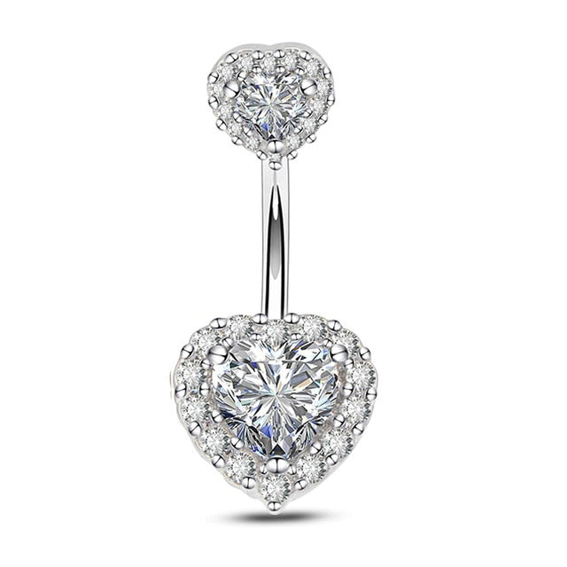 10 Styles Sexy Dangling Navel Belly Button Ring Oreja 14G Double Round Cubic Zirconia 316L Surgical Steel Belly Piercing Jewelry