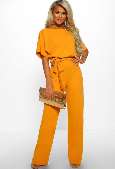 Women Summer Jumpsuit 2020 Short Sleeve Elegant jumpsuit Long wide leg Pants High waist Casual Bodysuit Plus Size Overalls Loose