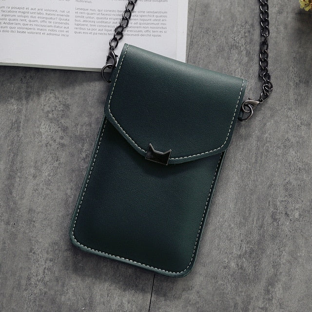 Cat Ear Transparent Touch Screen Retro Simple Mobile Phone Bag 2019 Women Chain Messenger Bags Small Flap Bag Mini Shoulder Bag