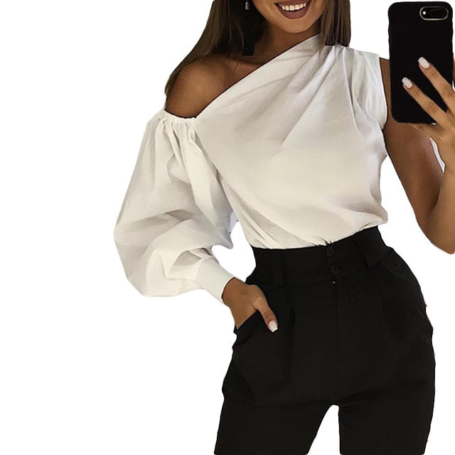 Celmia Elegant Long Sleeve Cold Shoulder Blouses