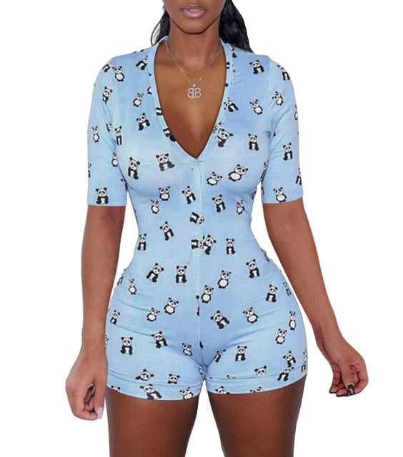 2020 Want Move Summer Short Pants Rompers Sexy Bodycon Long Sleeve Print Jumpsuit DZ002