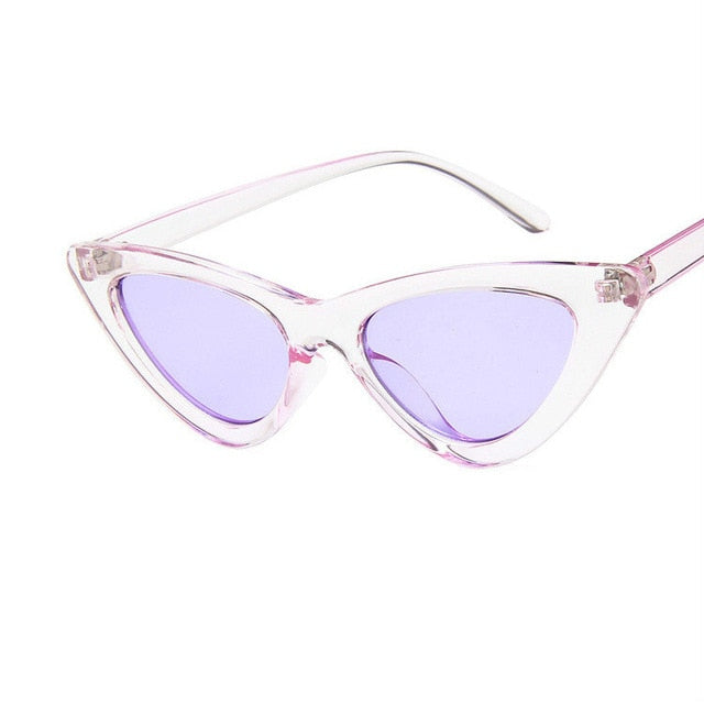 COOYOUNG Cute Sexy Retro Cat Eye Sunglasses Women Small Black White Triangle Vintage Cheap Ladies Sun Glasses Red Female UV400