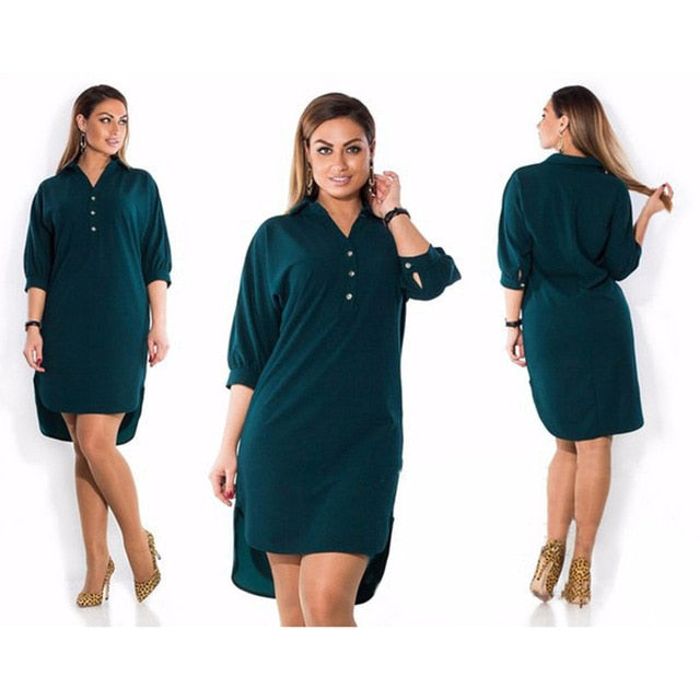 5XL 6XL Big Size Autumn Dresses Fashion Long Sleeve Solid Casual Dress Loose Irregular Midi Shirt Dress Plus Size Women Clothing