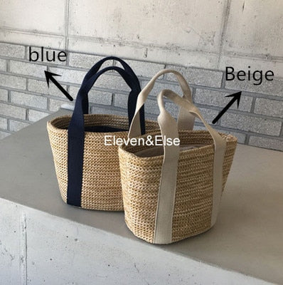 Straw Handmade Woven Basket Bolsa Tote Summer Bohemian Beach Lady Handbag