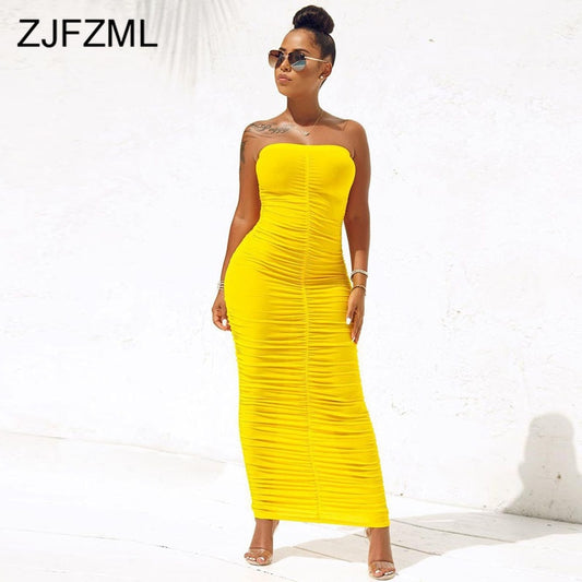 Sexy Backless Ruched Wrap Dress for Women Sleeveless Bodycon Causal Maxi Dress Plus Size High Waist Solid Dress