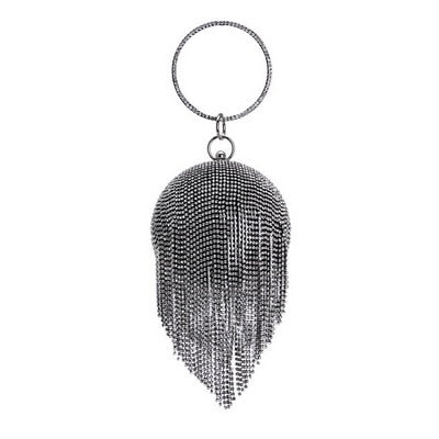 SEKUSA Ball Diamond Tassel Women Party Metal Crystal Clutches Evening  Wedding Bag Bridal Shoulder Handbag Wristlets Clutch