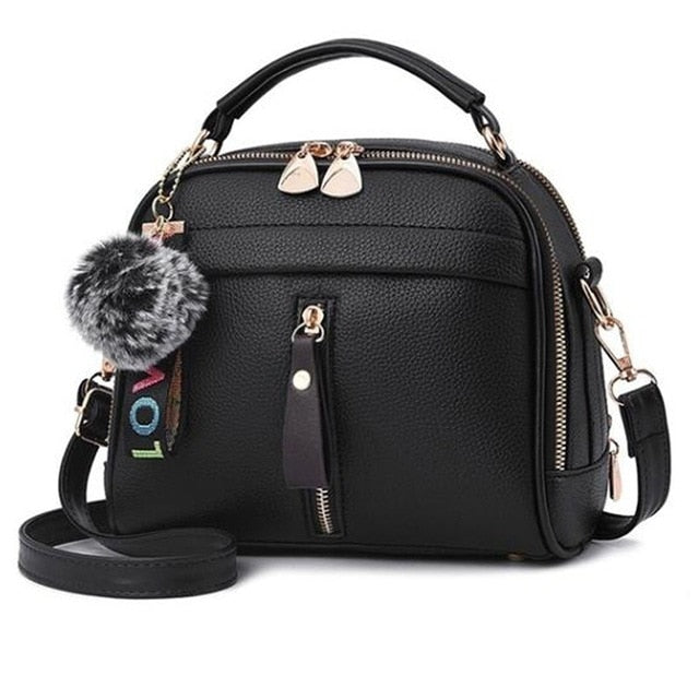 Box Shape V Pattern PU Leather Handbag Fashion Messenger Bags With Ball Bolsa Shoulder Bags Party Crossbody Bag