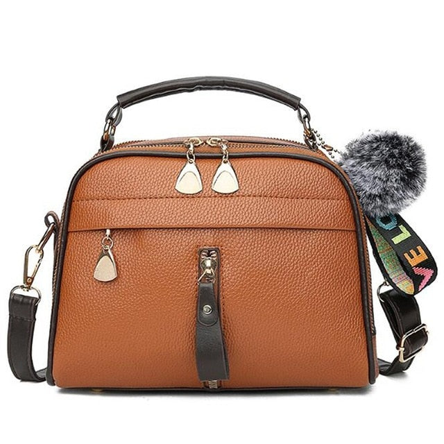 Box Shape V Pattern PU Leather Handbag Fashion Messenger Bags With Ball Bolsa Shoulder Bags Party Crossbody Bag