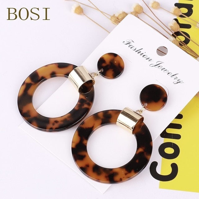 Acrylic Earrings For Women Boho 2020Acetate Dangle Drop Earrings Fashion Big Bohemian Accessories Geometric Luxury Trendy Face