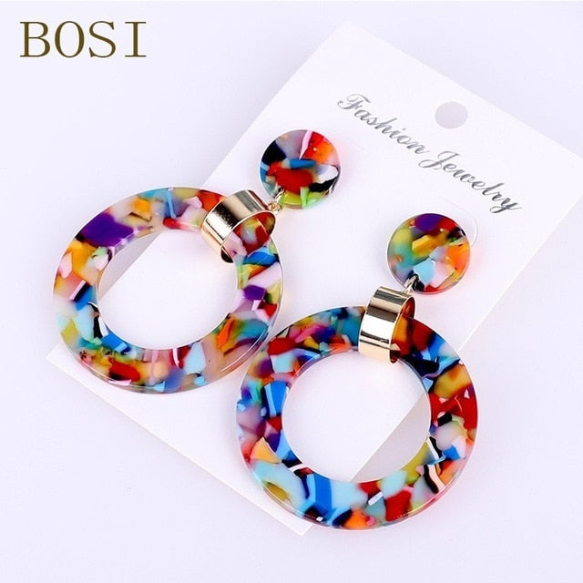 Acrylic Earrings For Women Boho 2020Acetate Dangle Drop Earrings Fashion Big Bohemian Accessories Geometric Luxury Trendy Face