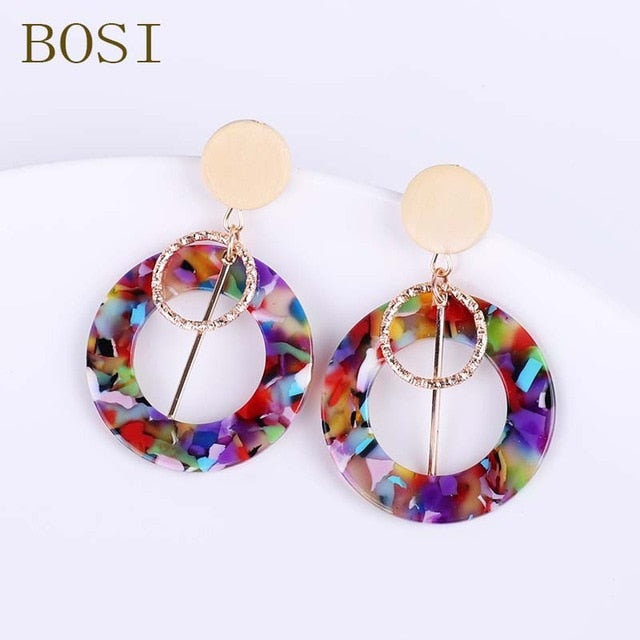 Acrylic Earrings For Women Boho 2020Acetate Dangle Drop Earrings Fashion Big Bohemian Accessories Geometric Luxury Trendy Face