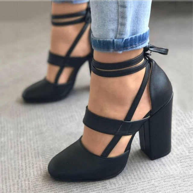 GLSR Chaussures Gladiator Summer Thick Heels