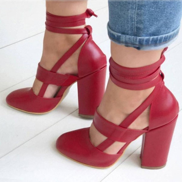 GLSR Chaussures Gladiator Summer Thick Heels