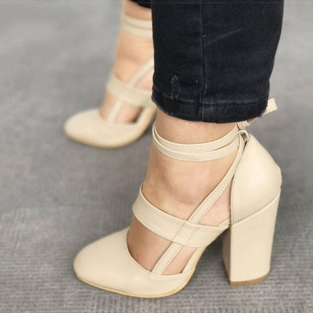 GLSR Chaussures Gladiator Summer Thick Heels