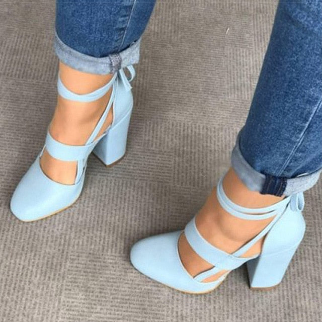 GLSR Chaussures Gladiator Summer Thick Heels