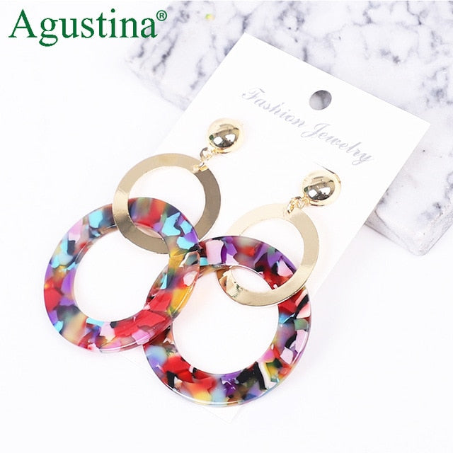 Acrylic Earrings For Women Boho 2020Acetate Dangle Drop Earrings Fashion Big Bohemian Accessories Geometric Luxury Trendy Face