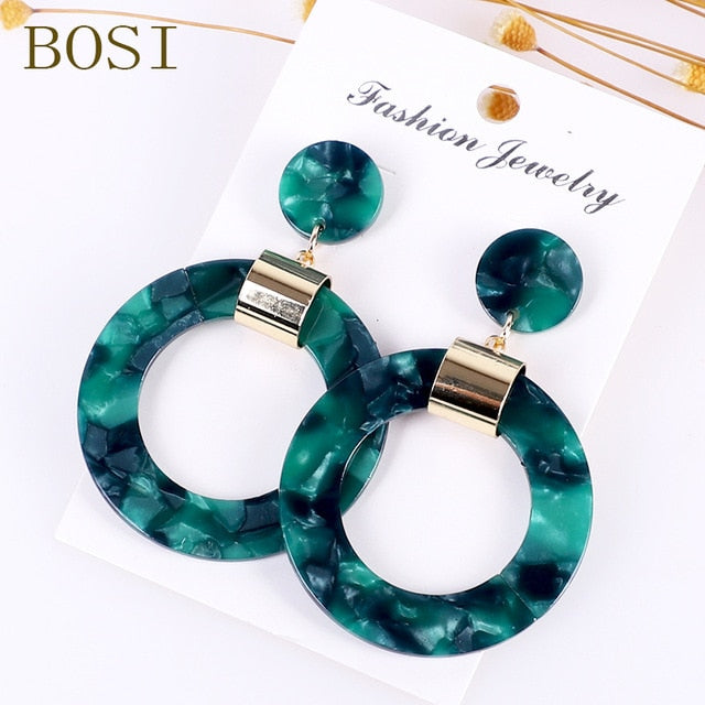 Acrylic Earrings For Women Boho 2020Acetate Dangle Drop Earrings Fashion Big Bohemian Accessories Geometric Luxury Trendy Face