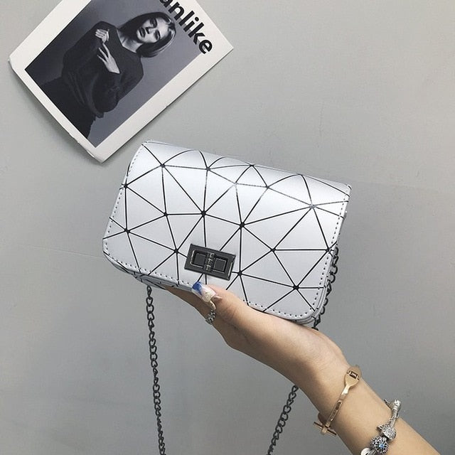 DOLOVE Women Fashionable Shoulder Bags New Female Messenger Bag Handbag Chain Wild Crack Printing Wild Crossbody Bag