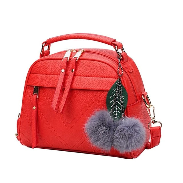 Box Shape V Pattern PU Leather Handbag Fashion Messenger Bags With Ball Bolsa Shoulder Bags Party Crossbody Bag