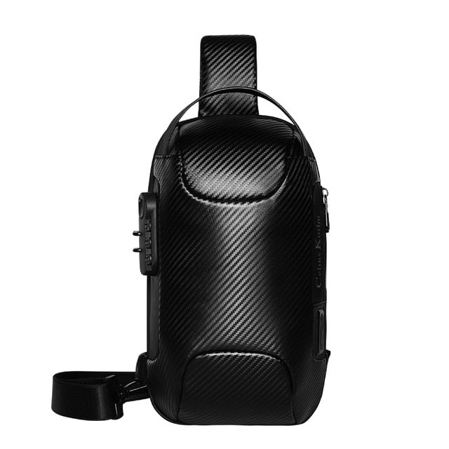 Celinv Koilm Brand Men Bag Woven Leather Sling Chest Crossbody Bag For Man Moto Biker Shoulder Bags Black New Fashion Hot Sale