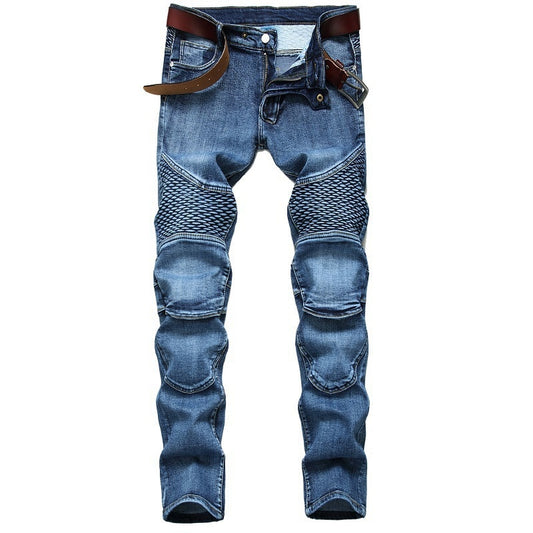 Denim Designer MOTO BIKE Straight Jeans For Men'S Size 28-38 40 42 2020 Autumn Spring HIP HOP Punk Rock Streetwear Trouers