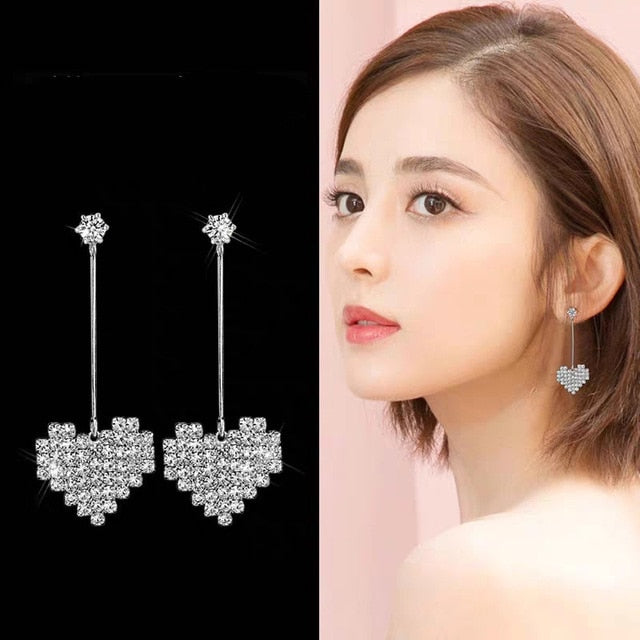 Long Earrings Women Bow Tassel Earings Front and Back Crystal Bow Tassel Earrings Female Long Temperament  Butterfly Earrings