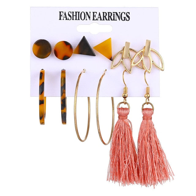 2020 Bohemian Earrings Set for Women Fashion Geometric Handmade Earrings Jewelry Gift Set