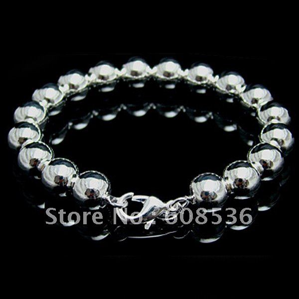 fashion jewelry, S925 Sterling Silver color Jewelry Bracelets&bracelet,jewelry,10MM SOLID BEADS BRACELET, B70