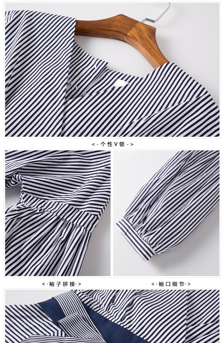 Lantern Sleeve Blouse Shirt Women 2020 Fashion Korean Style Summer Bow V-neck Striped Shirt Elegant Ladies Tops Female Clothing