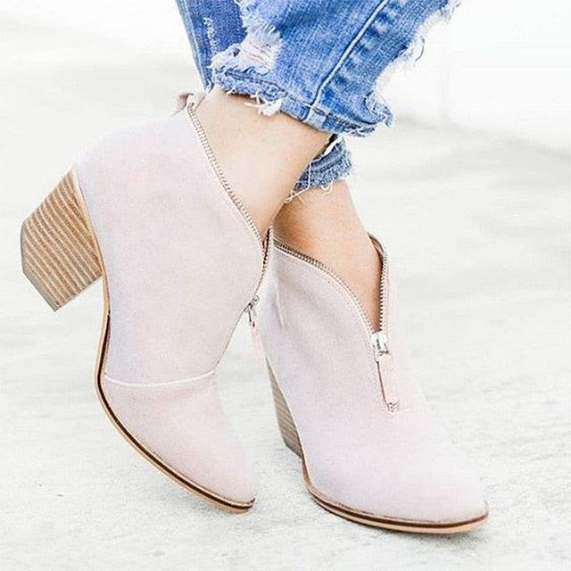 Hot Autumn Winter Women Boots Solid European Ladies shoes  boots Suede Leather ankle boots with thick scrub size 35-41