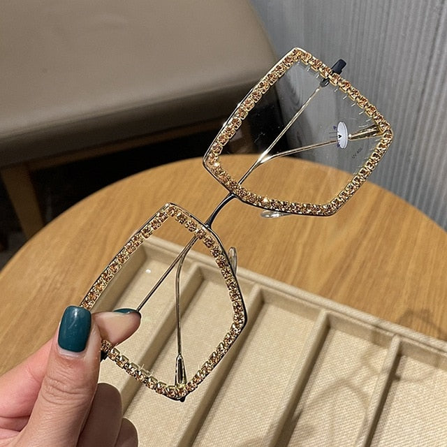 Fashion Transparent square sunglasses metal frame Women overize glasses Men Eyeglasses Frame nerd plain glasses clear shades