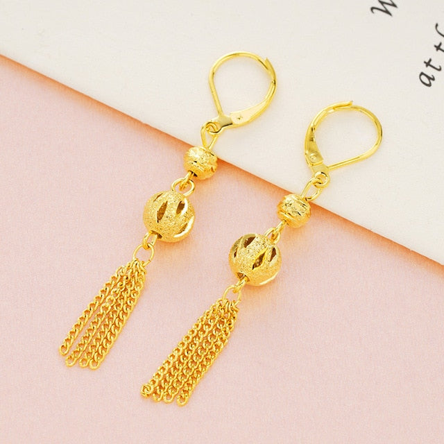 Dubai Ear line Tassel Earrings for women 2020 new 24K Gold Color butterfly dangle earring fashion female wedding jewelry gifts