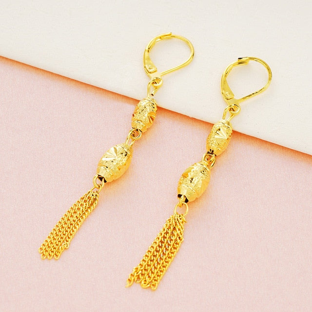 Dubai Ear line Tassel Earrings for women 2020 new 24K Gold Color butterfly dangle earring fashion female wedding jewelry gifts