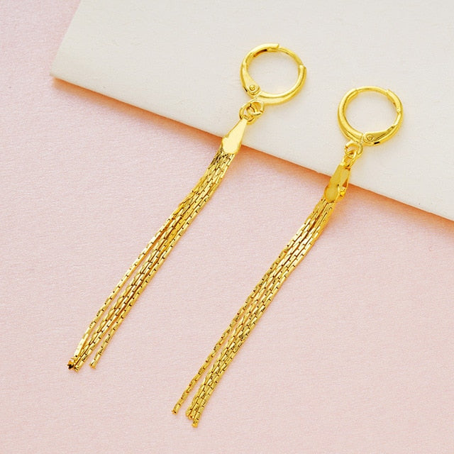 Dubai Ear line Tassel Earrings for women 2020 new 24K Gold Color butterfly dangle earring fashion female wedding jewelry gifts