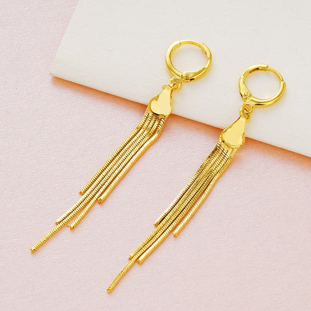 Dubai Ear line Tassel Earrings for women 2020 new 24K Gold Color butterfly dangle earring fashion female wedding jewelry gifts